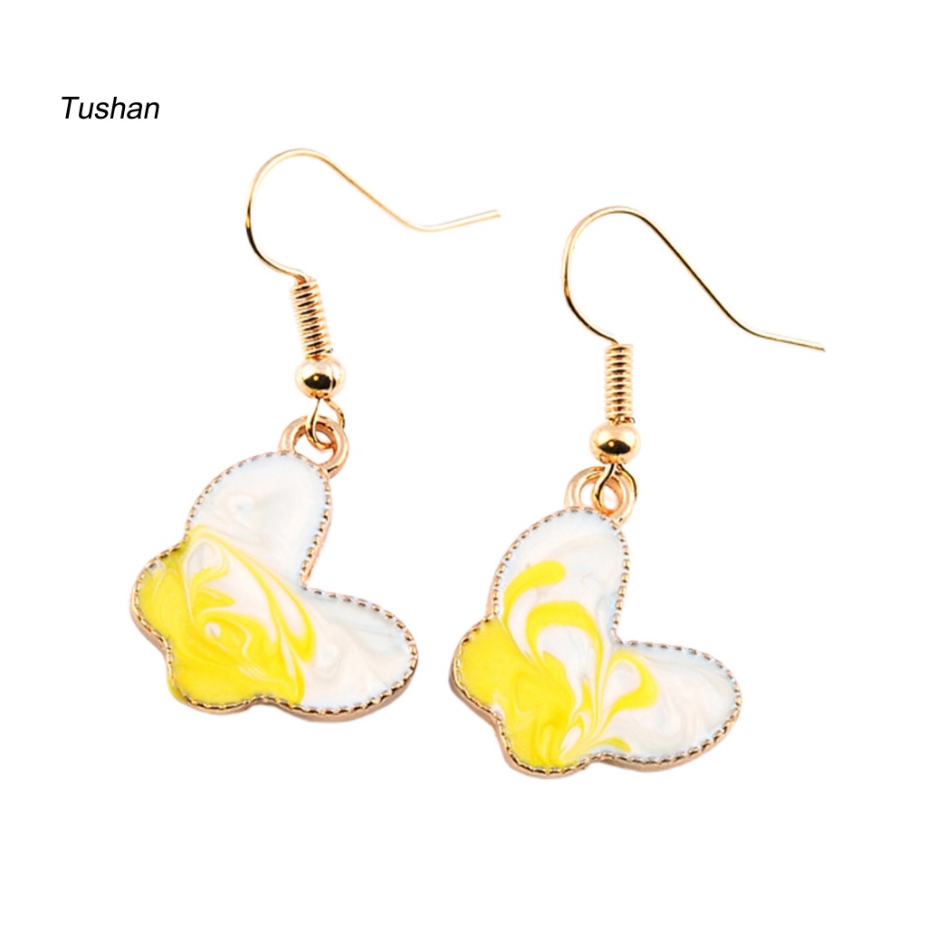 1 Đôi Bông Tai Móc Hình Bướm Vẽ Tranh Sơn Dầu Dễ Thương Dành Cho Nữ