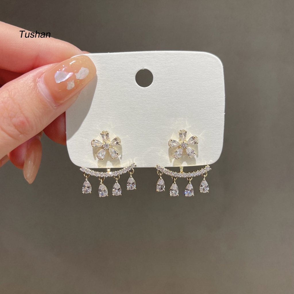 Bông Tai Dạng Đinh Tán Hình Hoa Đính Đá Lấp Lánh Phong Cách Bohemia Cho Nữ