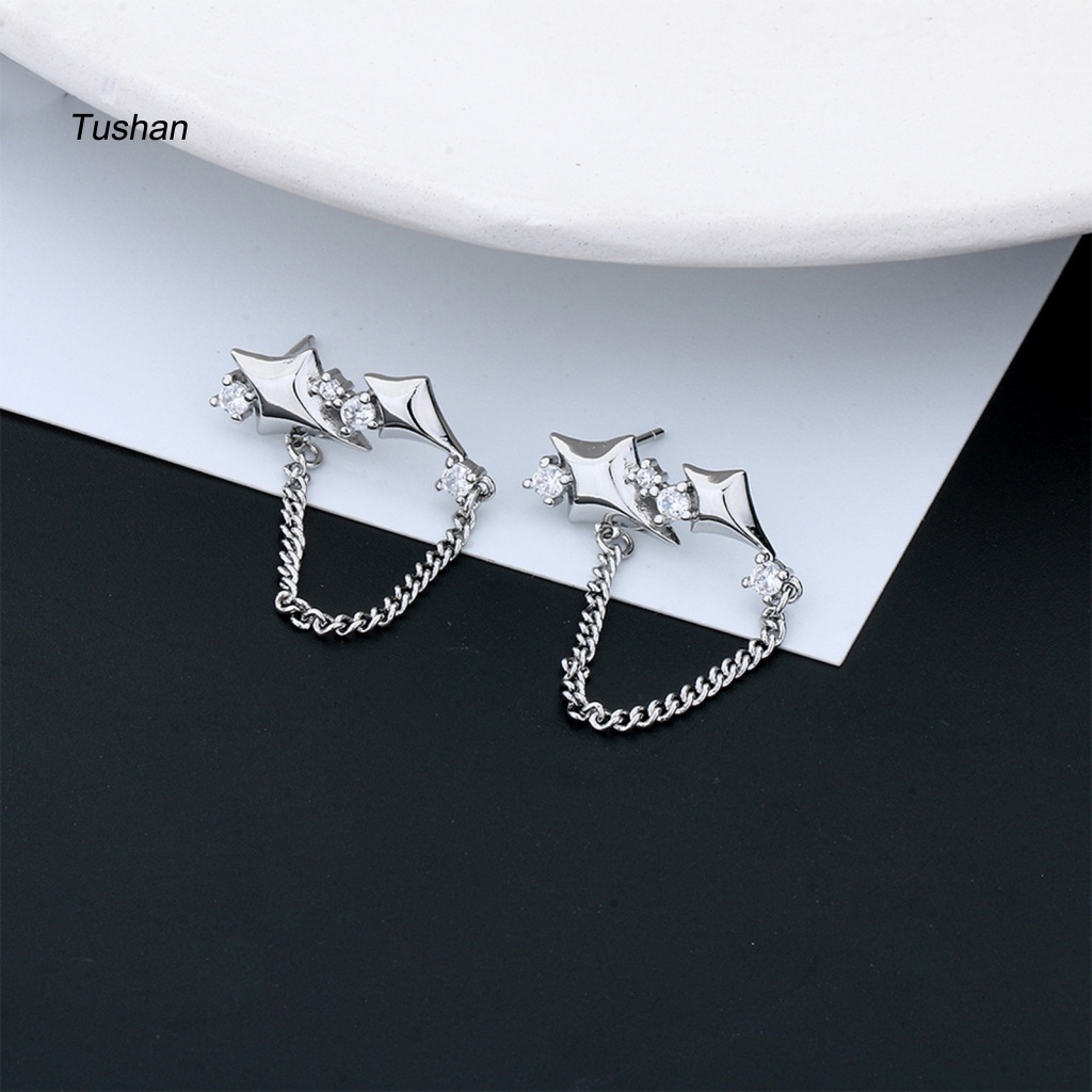 1 Chiếc Bông Tai Tua Rua Hình Ngôi Sao Đính Đá Thời Trang