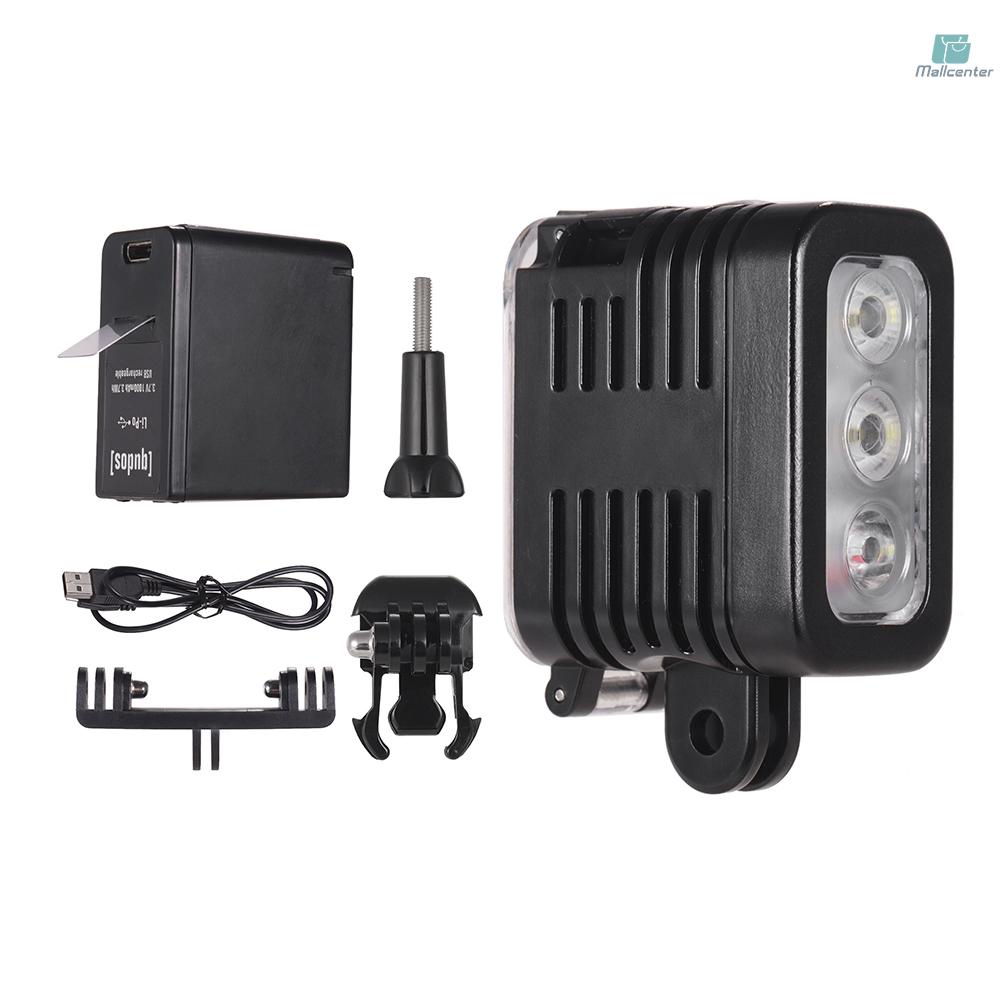 Waterproof LED Video Light Diving Light 5500-6000K 300Lux Underwater 30m Wide Angle Micro USB Charging for   7 6 5 4 3+ 3 Session and Other Similar Sized Action Cameras