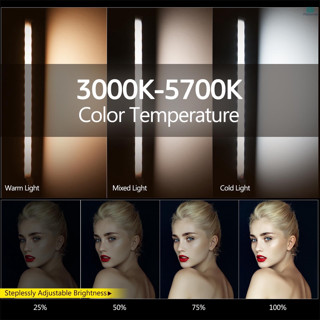 Andoer RGB Handheld LED Light Tube Photography Fill-in Light Lamp 3000K-5700K Dimmable CRI95 Built-in Rechargeable Battery with USB Charging Cable Carry Bag