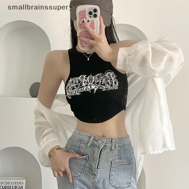 Áo Croptop Không Tay In Họa Tiết Xinh Xắn Dành Cho Nữ