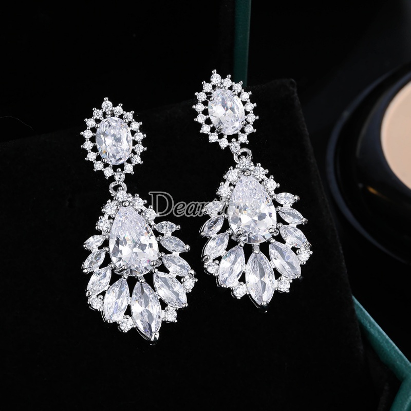Bộ Trang Sức Đính Đá Zircon Sang Trọng Cho Cô Dâu
