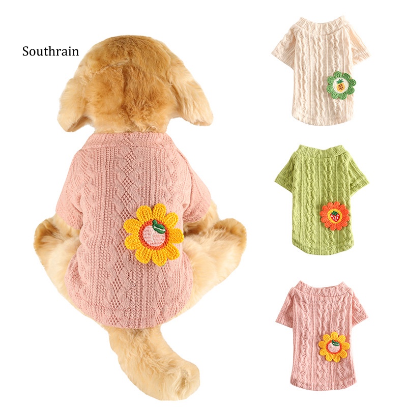 Áo Sweater Dệt Kim In Hoa Hướng Dương Thân Thiện Với Da Cho Cún Cưng