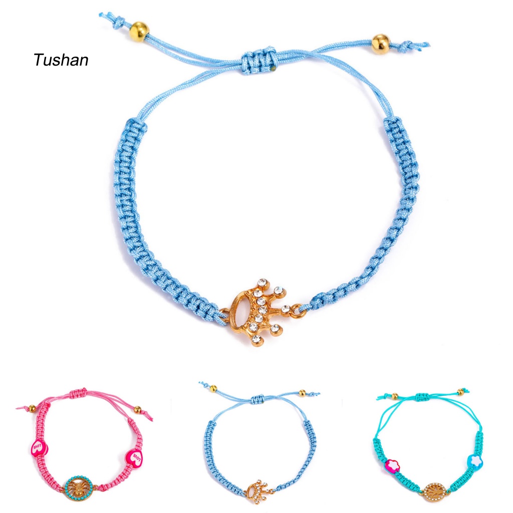 Vòng Tay Bện Dây Thủ Công Mặt Trái Tim / Vương Miện Phong Cách Bohemia Cho Nam Nữ