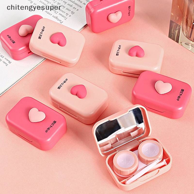 Hộp Đựng Kính Áp Tròng Kèm Nhíp Màu Hồng Trơn Phong Cách Mới Cho Nữ