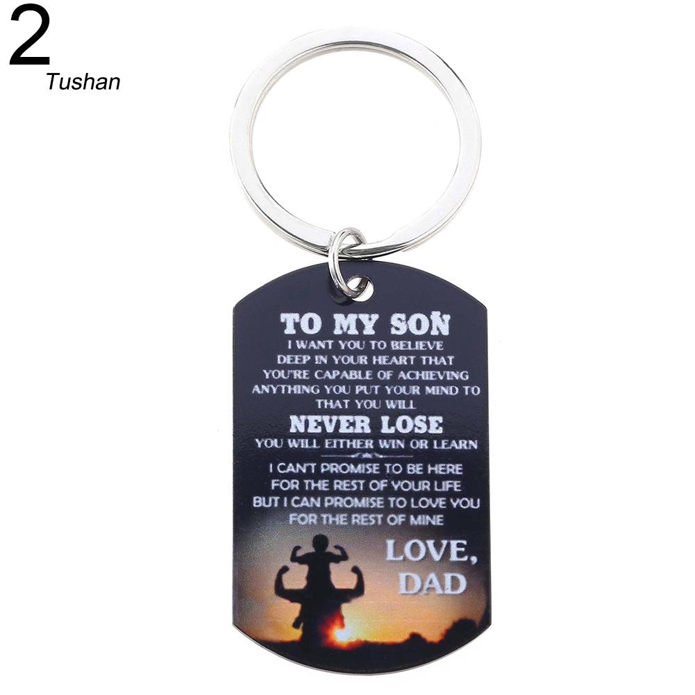Vòng cổ / Móc Khóa Mặt Thẻ Khắc Chữ To My Son I Love You Phong Cách Quân Đội