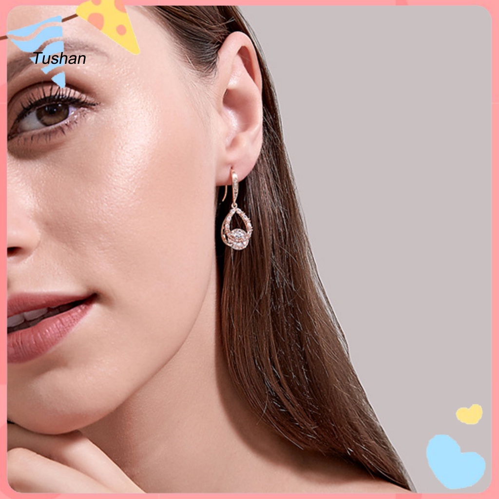 1 Đôi Bông Tai Hình Giọt Nước Đính Đá Lấp Lánh Dành Cho Nữ