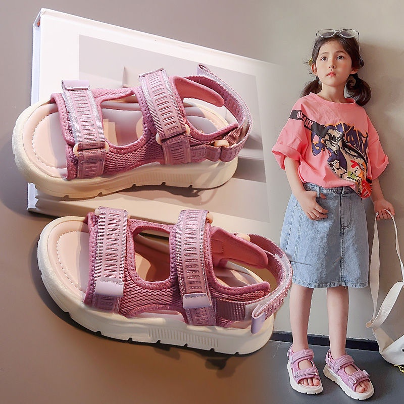 Giày Sandal Thể Thao Quai Dán Đế Mềm Chống Trượt Thoải Mái Thời Trang Mùa Hè Hàn Quốc Cho Bé Trai Và Bé Gái