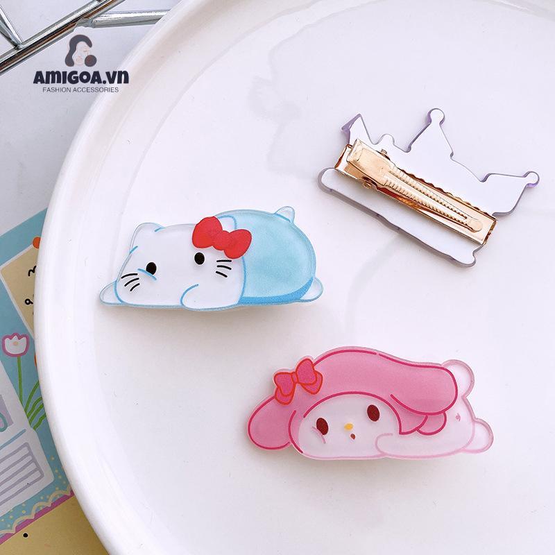 ✨✨Kẹp Tóc Sanrio Bằng Acrylic Họa Tiết Hoạt Hình Dễ Thương Cho Bé Gái