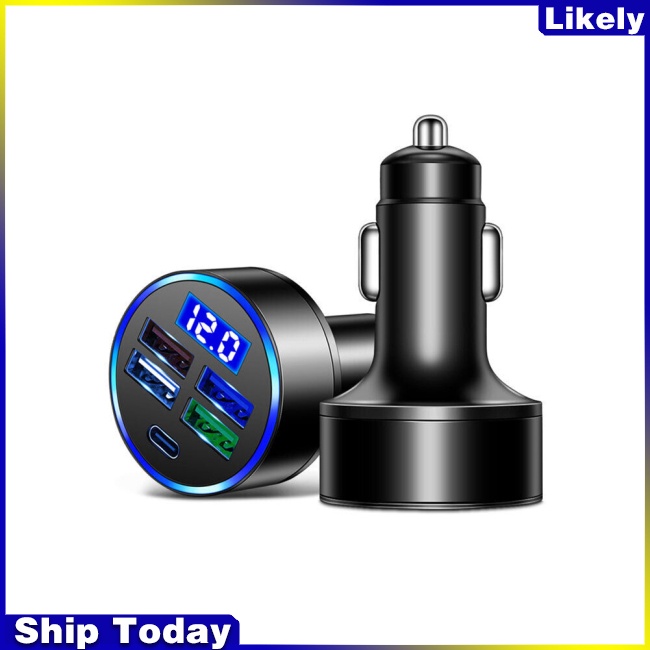 Củ Sạc Nhanh 4 Cổng Usb Type-c Màn Hình Led Kỹ Thuật Số Hiển Thị Điện Áp 5 Trong 1