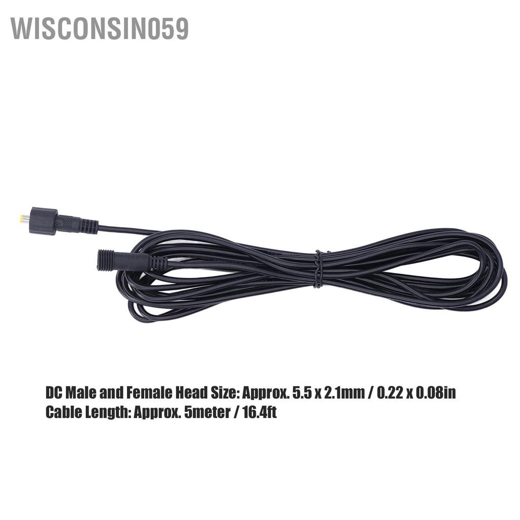 Wisconsin059 Cáp Nối Dài Đèn Năng Lượng Mặt Trời DC5.5x2.1mm 5 Mét Dây 12V 24V Đa