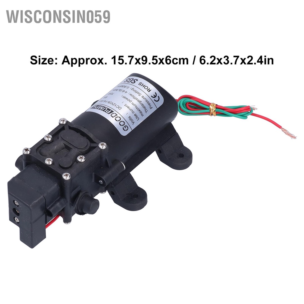 Wisconsin059 3308 Bơm Màng Xịt Tự Mồi Dùng Cho Tưới Vườn Rửa Xe 12V 70W