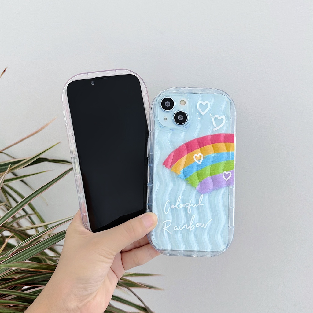 Ốp Điện Thoại TPU Mềm Trong Suốt Chống Rơi Hình Mặt Cười Và Cầu Vồng Cho iPhone 13 12 11 Pro Max 14 Plus