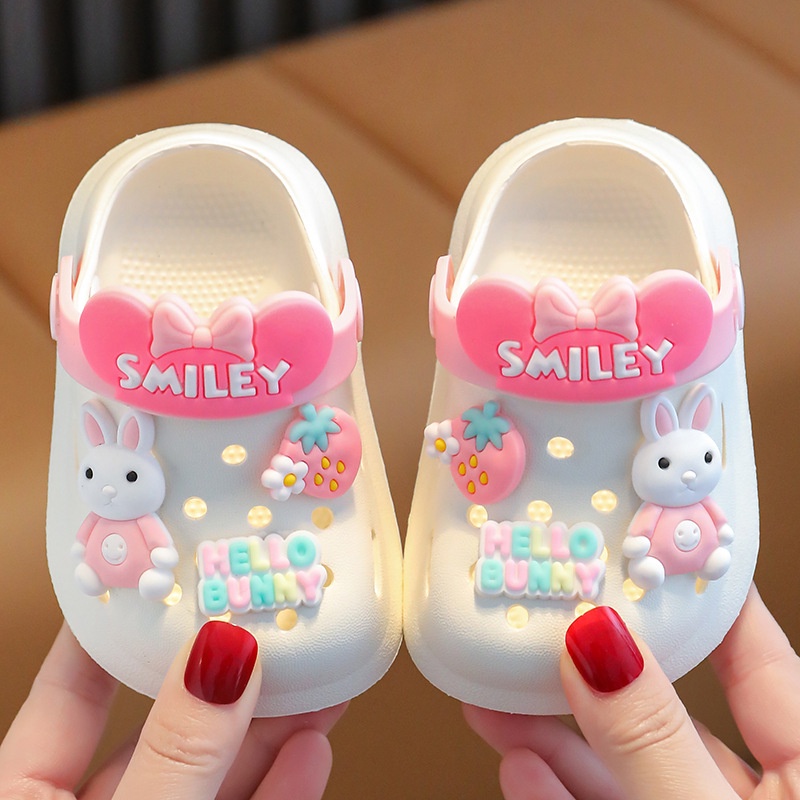 CROCS Xăng đan Đế Cao Su Mềm Chống Trượt Hình Thỏ Đáng Yêu Dành Cho Trẻ Em