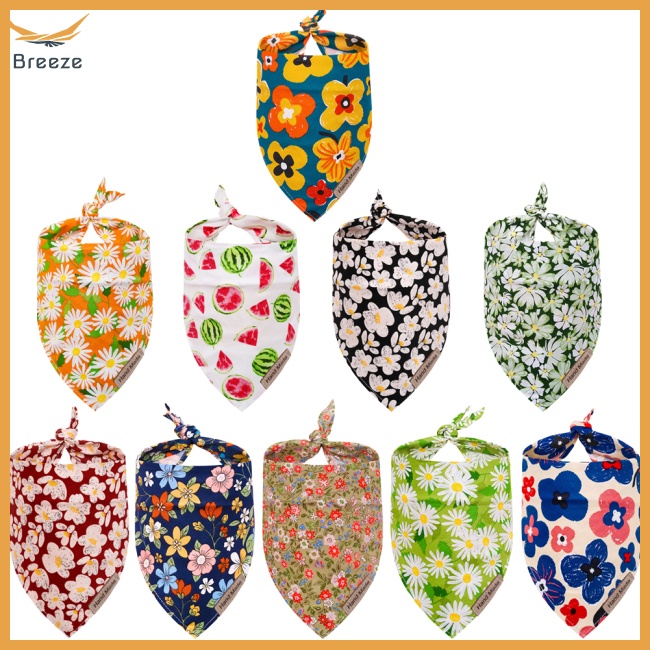 Khăn Choàng Cổ Tam Giác In Họa Tiết Hoa Dễ Thương Dành Cho Thú Cưng