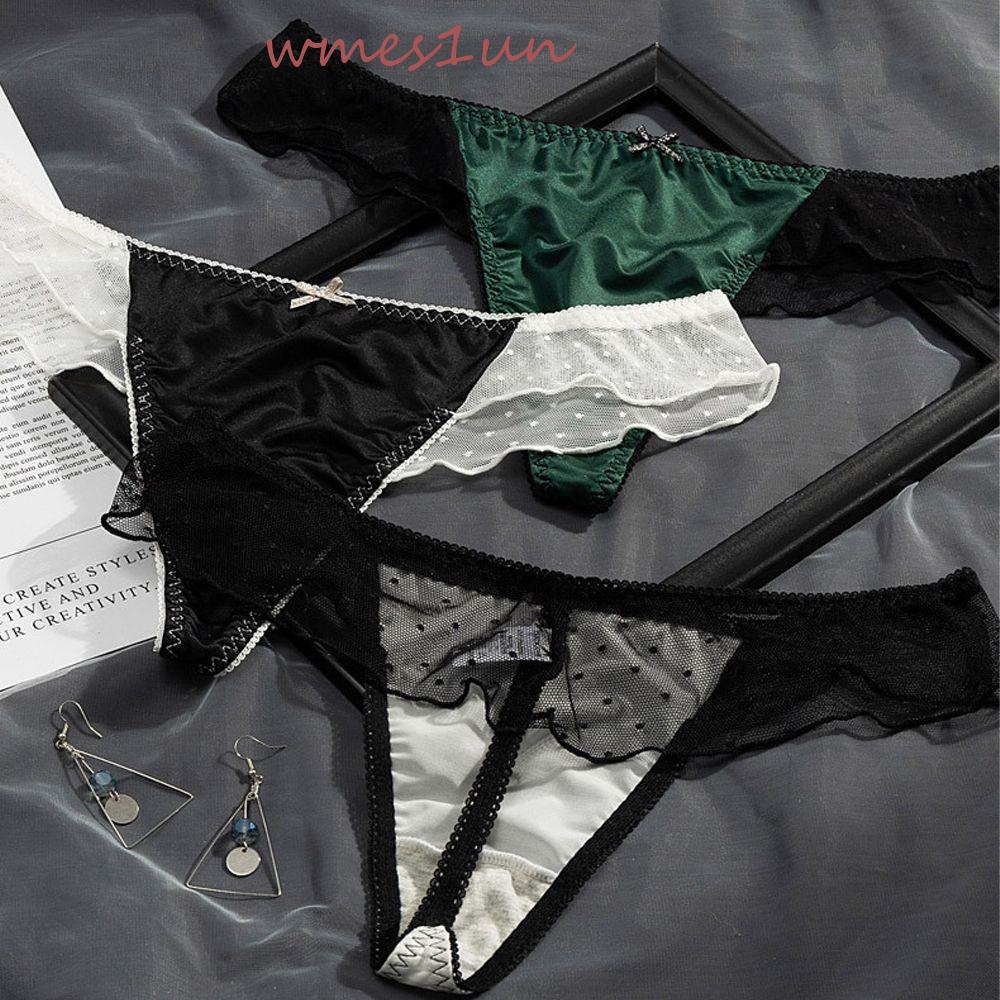 Quần Lót Cotton Lụa Phối Ren Lưng Thấp Không Đường May WMES15H