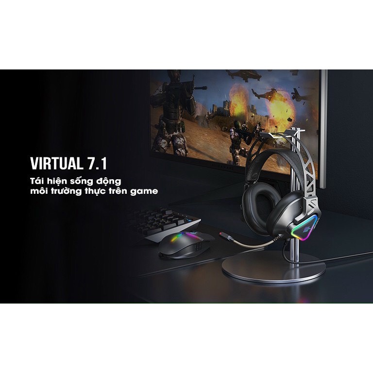 Tai nghe kèm míc Gaming giả lập 7.1 Remax RM810/Tai nghe kèm míc Remax RM850 dùng học zoom học online