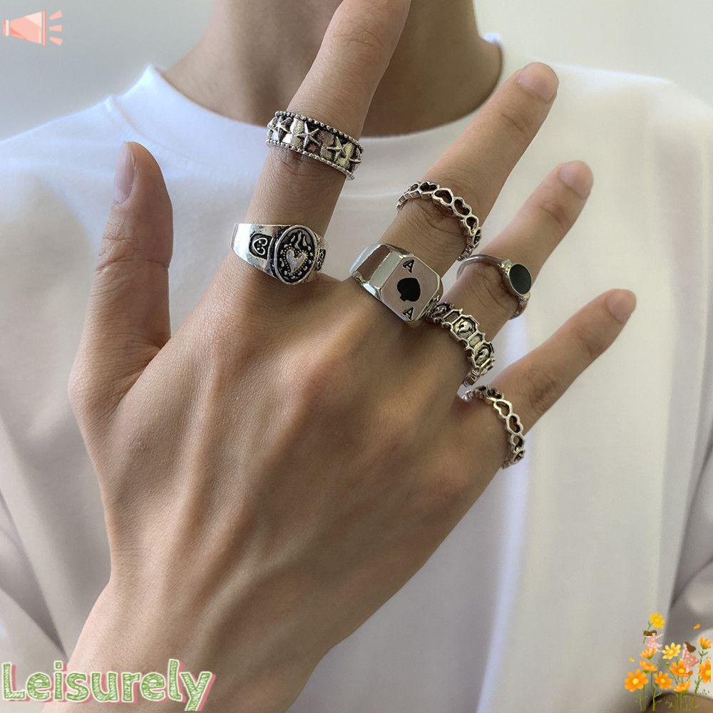 Bộ Nhẫn Kim Loại Trang Trí Cổ Điển Độc Đáo|Bộ Trang Sức Thiết Kế Xinh Xắn Thời Trang