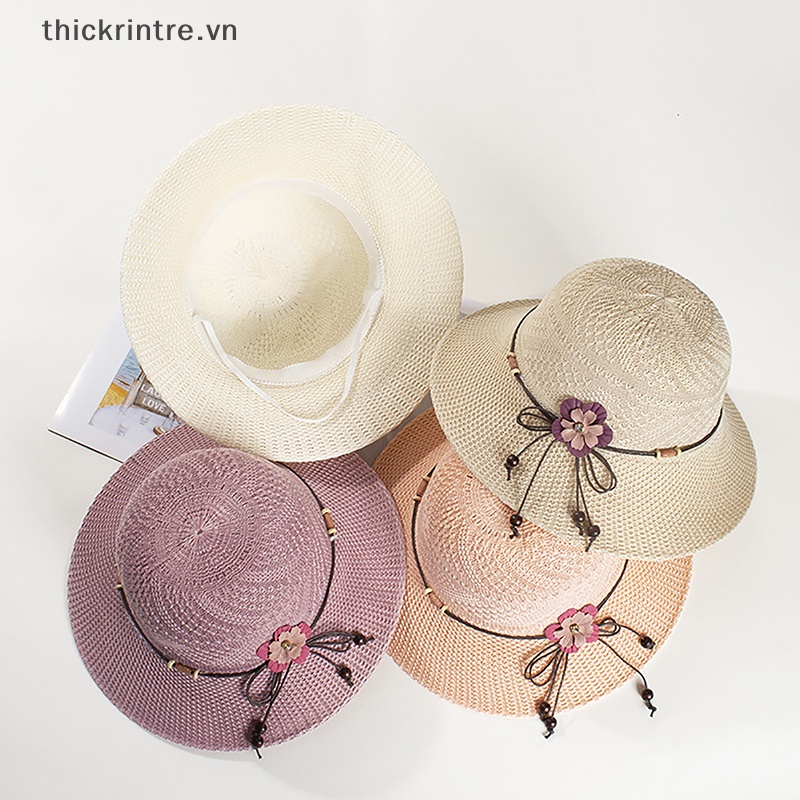 Mũ Cói Che Nắng Chống Tia UV Có Dây Thừng Phối Da Có Thể Gập Lại Trang Trí Hoa Trang Trí Ngoài Trời / Bãi Biển