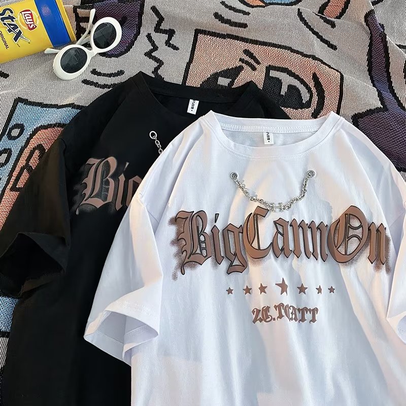 Áo Thun Dáng Rộng In Chữ Phong Cách Hip hop Đường Phố Thời Trang Mùa Hè Mới Cho Nam Và Nữ Y2K