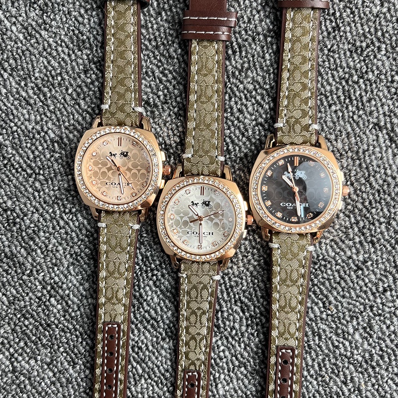 Đồng Hồ quartz Nữ Dây Da Màu Vàng rosegold Sang Trọng