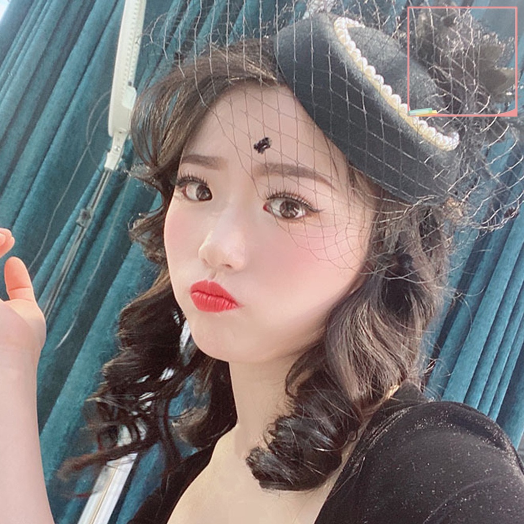 Mạng Che Mặt Giả Lưới Màu Trơn Đính Ngọc Trai Dùng Trang Trí Tóc Cô Dâu