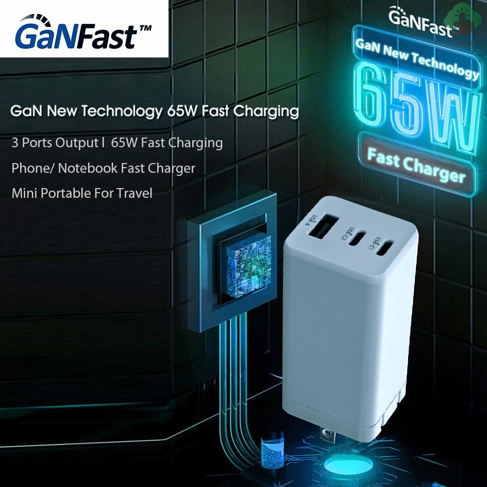 Củ Sạc Nhanh Lili31 GaN 65W USB QC3.0 PD2.0 Type-C Cho iPhone 12 / 11 Notebook Tablet Samsung 100-240V