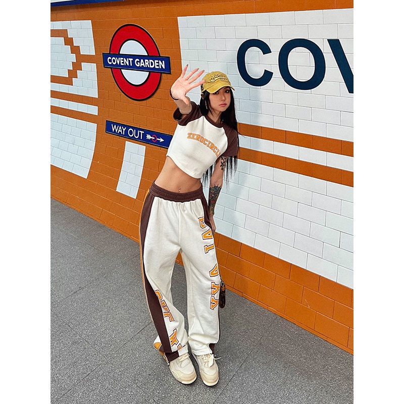 Áo Thun Thể Thao Một Mảnh Tay Ngắn Dáng Ôm Màu Cà Phê Trắng Thời Trang Mùa Hè Dành Cho Bạn Nữ