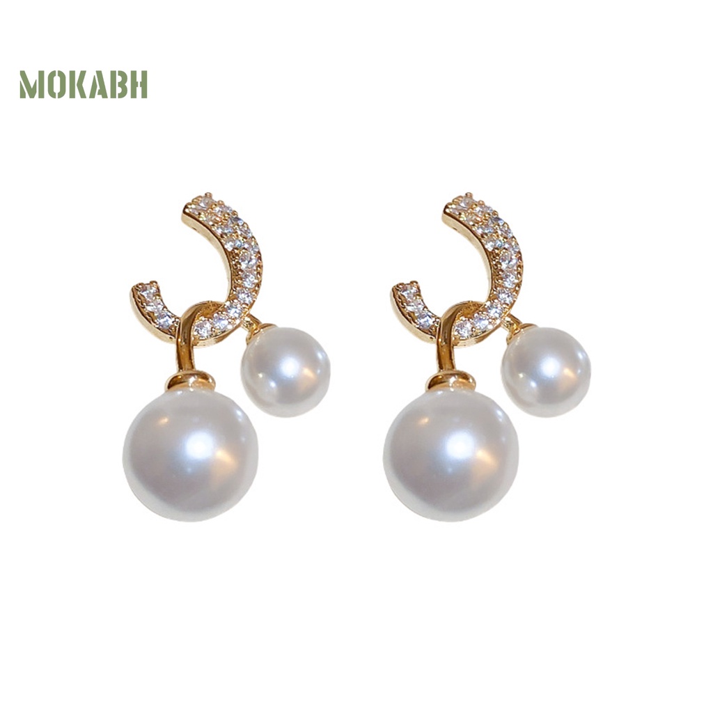 1 Đôi Bông Tai Xỏ Lỗ Đính Ngọc Trai Giả Thời Trang Dành Cho Nữ