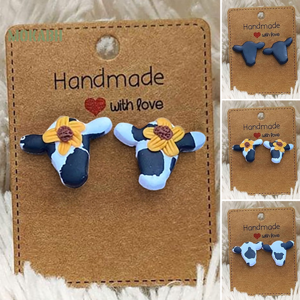 1 Đôi Bông Tai Hình Bò Sữa Bằng Acrylic Màu Trơn Dễ Thương Không Gây Dị Ứng Dành Cho Nữ