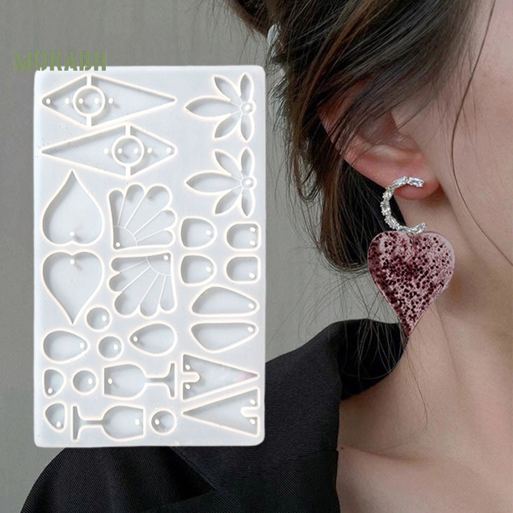 Khuôn Silicone Hình Lá Phong / Trái Tim / Hình Học Làm Bông Tai DIY