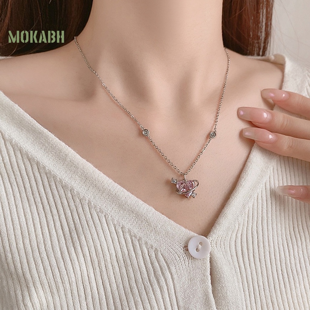 [Mới] Vòng cổ Mặt Hình Trái Tim / Hành Tinh Đính Pha Lê Lấp Lánh Sang Trọng Cho Nữ