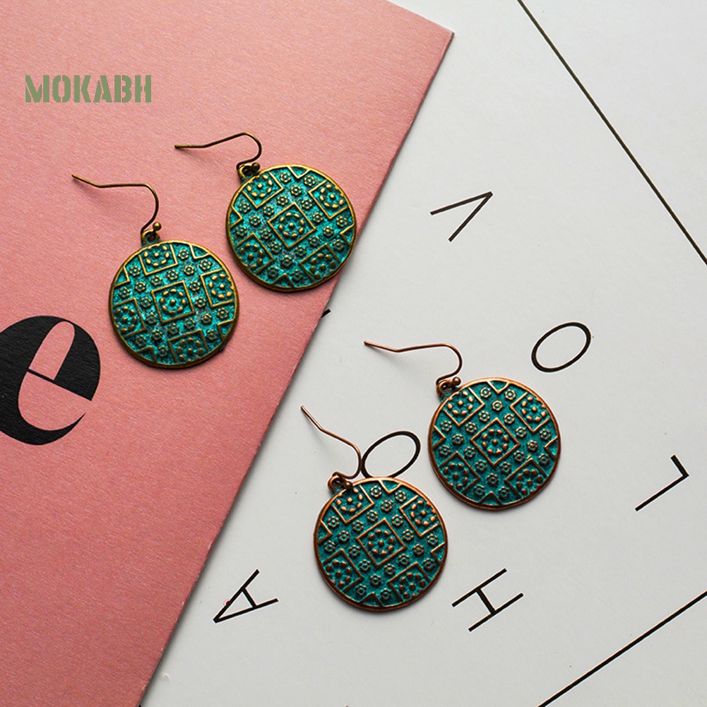 Bông Tai Tròn Chạm Khắc Phong Cách Boho Cổ Điển Cho Nữ