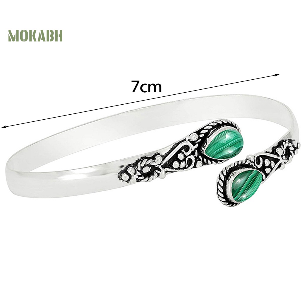 [Mới] Vòng Đeo Tay Dạng Hở Đính Đá Ngọc Lam Giả Hình Giọt Nước Thủ Công Có Thể Điều Chỉnh Trang Sức Cá Tính