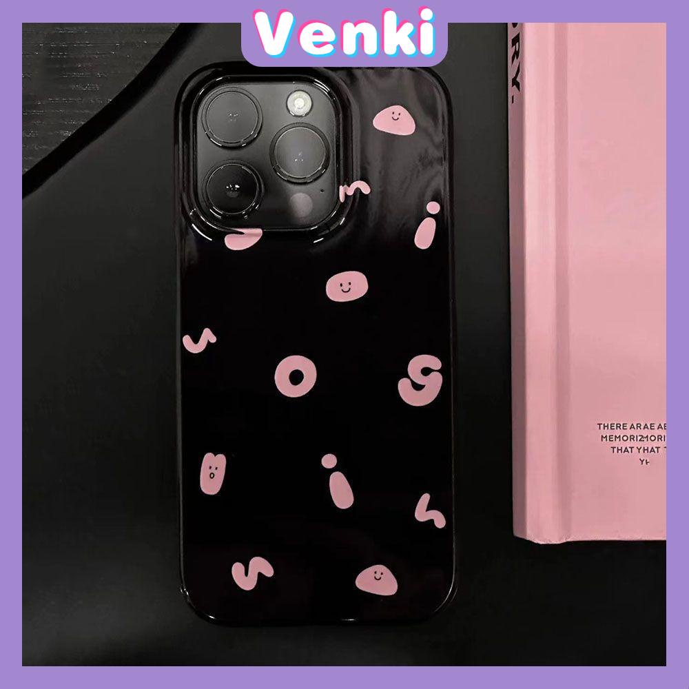 VENKI - Dành Cho iPhone 14 Pro Max Ốp Lưng iPhone Giá Đỡ Chân Đế Gấp Smile Đen Bóng TPU Mềm Màu Hồng Chữ Tương Thích Với iPhone 13 Pro max 12 Pro Max 11 xr xs max 7 8Plus