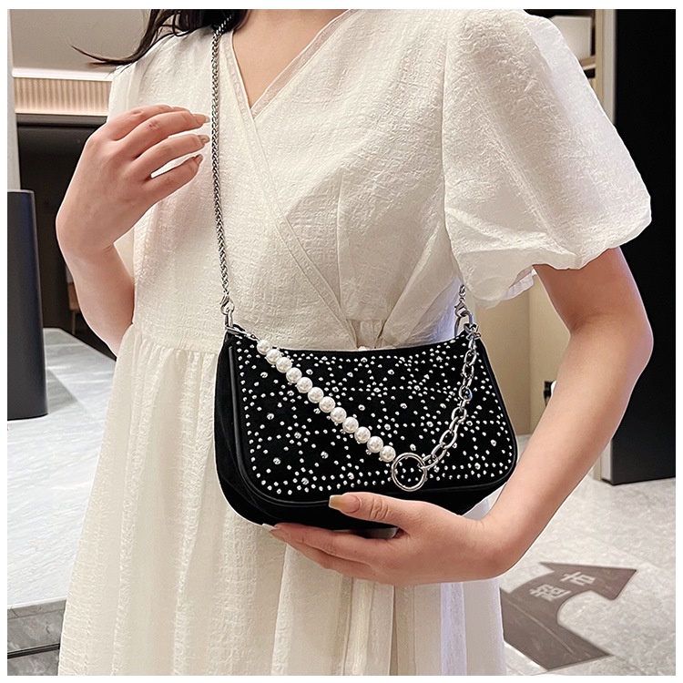 Túi Đựng Điện Thoại Đeo Vai / Kẹp Nách Đính Đá Đơn Giản Xinh Xắn