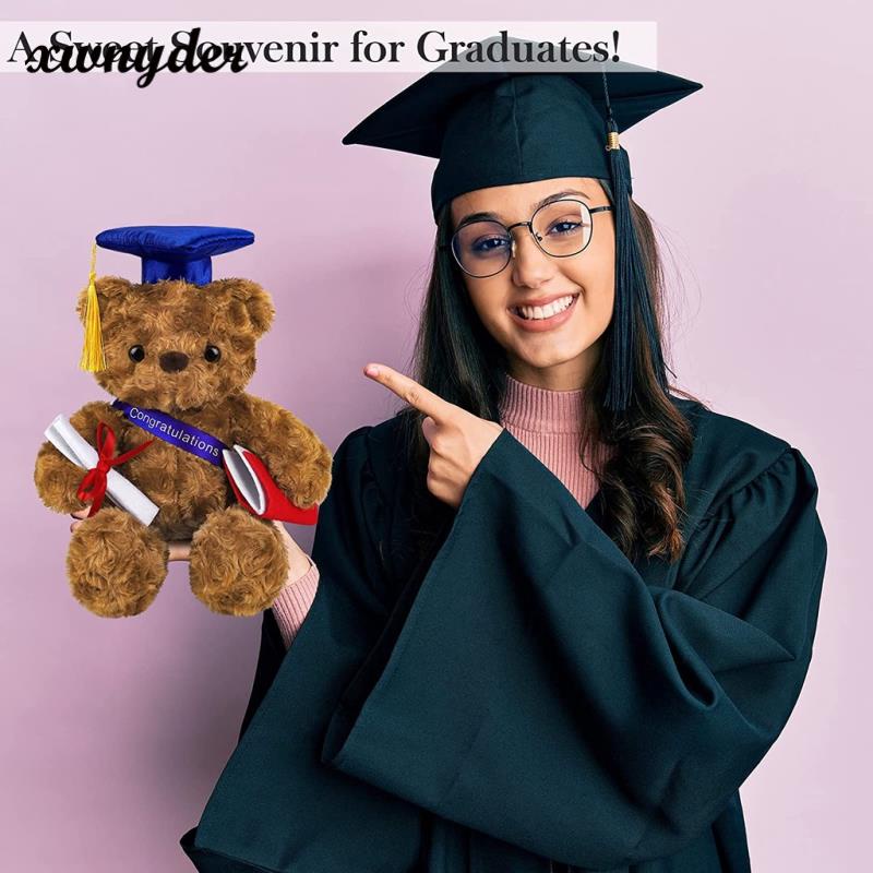 Gấu Teddy Nhồi Bông 23cm Có Mũ Màu Xanh Dương Làm Quà Tặng Tốt Nghiệp