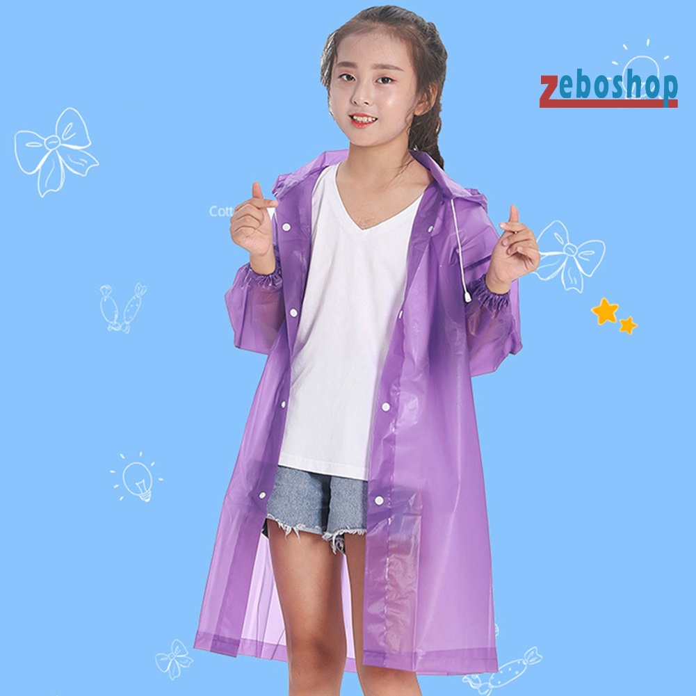 Áo Mưa Dáng Dài Bằng EVA Có Mũ Trùm Tiện Dụng Cho Bé