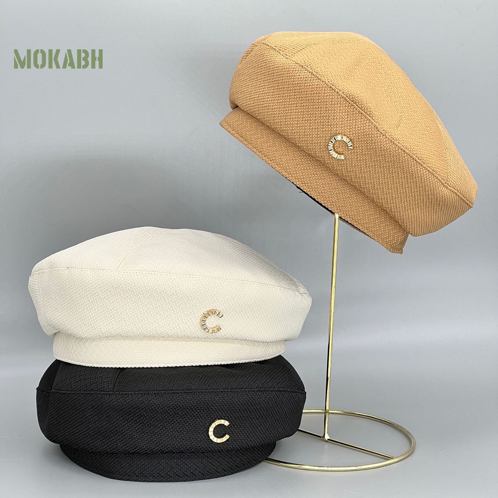 [Mok Abh] Mũ Beret Dệt Kim Polyester Không Vành Dễ Phối Đồ Thời Trang Thường Ngày Cho Nữ