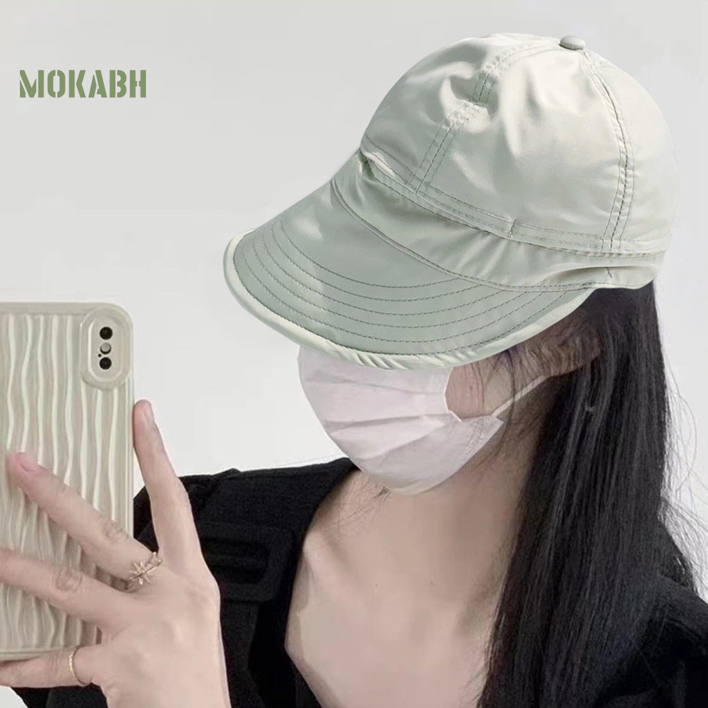 [Mok Abh] Mũ Rộng Vành Chống Nắng Mùa Hè Vải Lưới Mỏng Dây Rút Màu Trơn Có Thể Điều Chỉnh Được Thời Trang