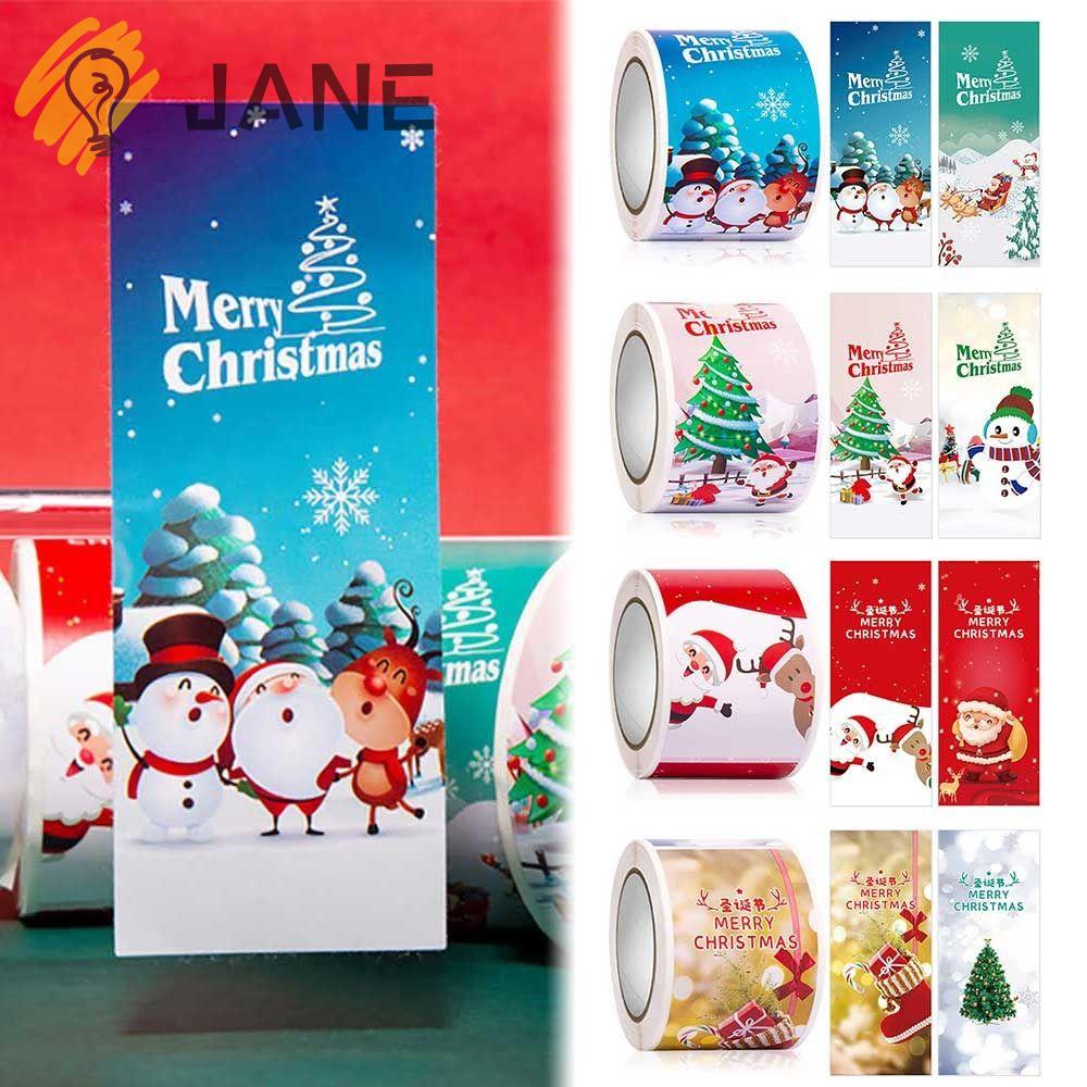 Set 100 Miếng Dán Trang Trí Hộp Quà Giáng Sinh / Năm Mới Kích Thước 4cm * 10cm