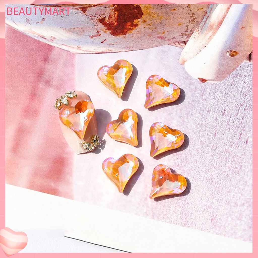 Bộ 10 Hạt Đá Hình Trái Tim Trang Trí Móng Tay DIY