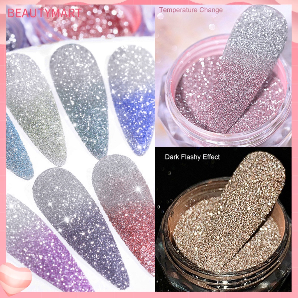 1 Hộp Bột Kim Tuyến 5g Trang Trí Móng Tay Siêu Mỏng Màu Sắc Thay Đổi Theo Nhiệt Độ