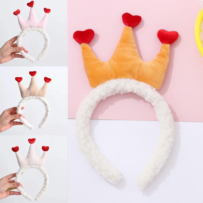 Băng Đô Cài Tóc Rửa Mặt / Trang Điểm Phủ Lông Mềm Mại Hình Vương Miện Trái Tim Đáng Yêu Dùng Khi