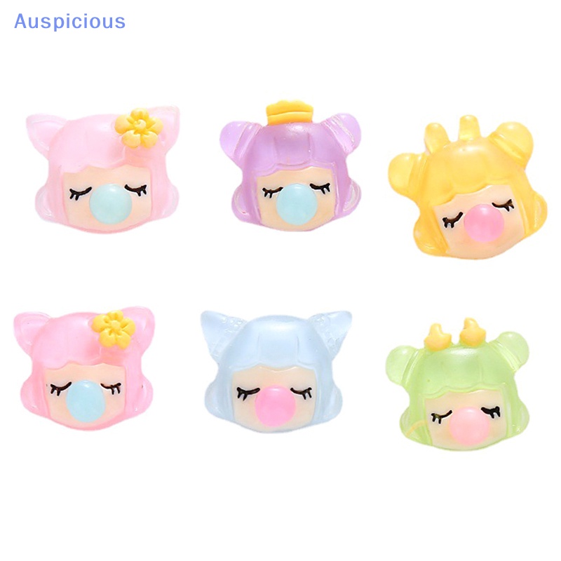 Set 5 Đầu Cô Gái Thổi Bong Bóng Bằng Nhựa Resin Trong Suốt DIY Cho Điện Thoại