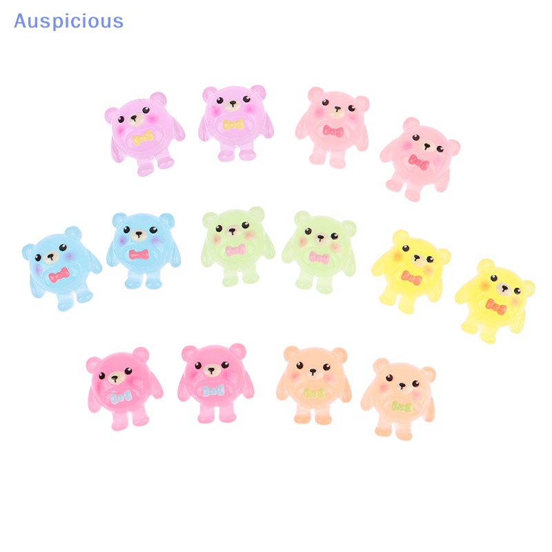 Set 10 Mô Hình Chú Gấu Dạ Quang Bằng Nhựa Resin Trang Trí Tiểu Cảnh