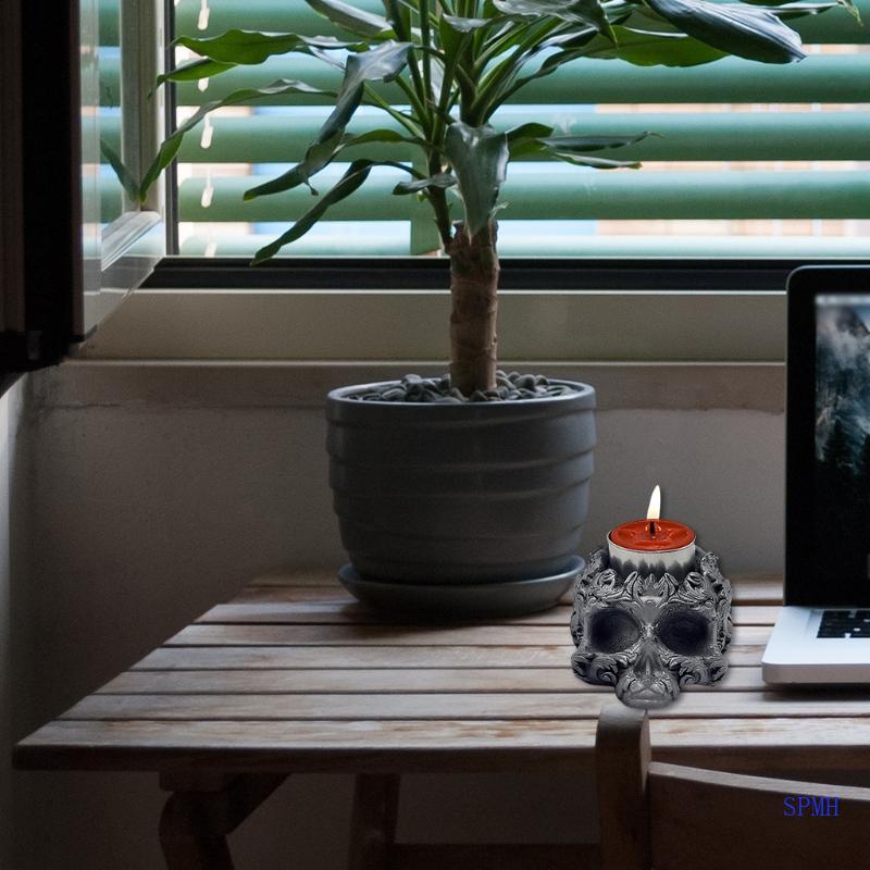 Khuôn Silicone Làm Giá Đỡ Nến Hình Đầu Lâu 3D Độc Đáo Trang Trí Nhà Cửa DIY