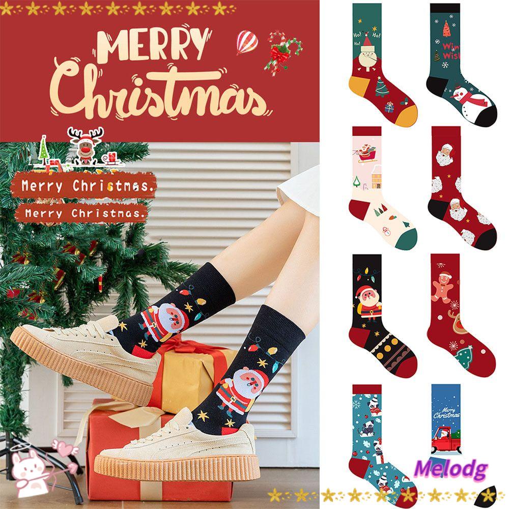 Vớ Cotton Thu Đông In Họa Tiết Giáng Sinh / Năm Mới Cho Nữ