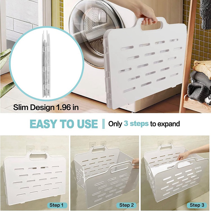 Giỏ Nhựa Đựng Đồ Gắn Tường Có Tay Cầm Có Thể Gấp Gọn Tiện Dụng